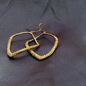 NWOT Alexis Bittar Gold Crystal Encrusted Sculptural Dangle Hoops